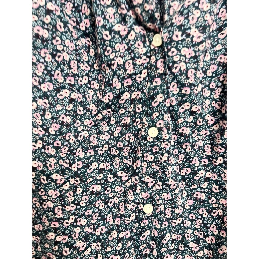 GAP Navy Floral Button-Front Blouse with Pink Accents - Picture 3 of 9